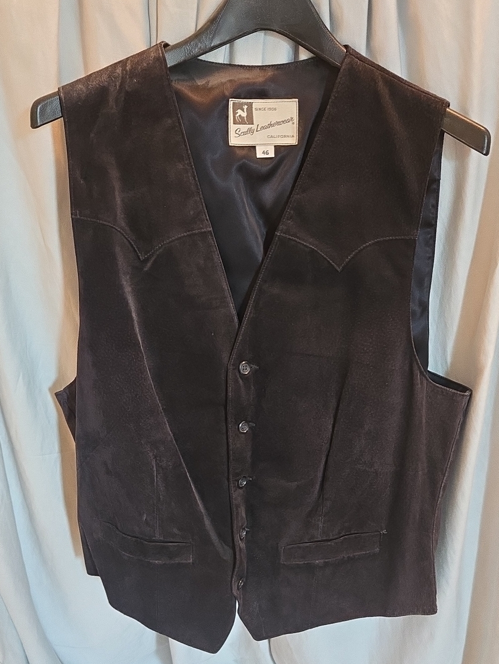 Scully Black Suede Men's Vest with Suede Back